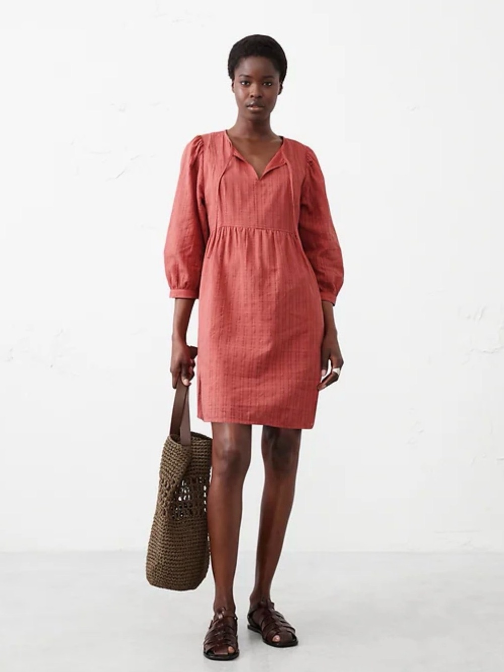 Banana Republic Terracotta V-Neck Mini Dress